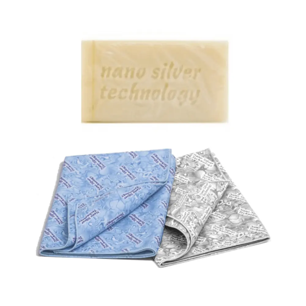 Raypath nano silver rinkinys su natūraliu muilu ir mėlyna Sunbeam sausinimo šluoste