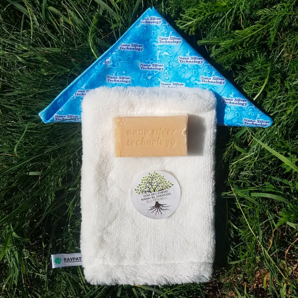 Raypath nano silver komplektas: balta pirštinė, Sunbeam ir muilo rinkinys